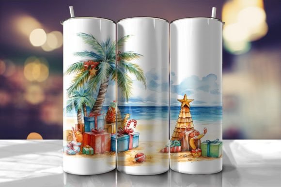 Beach Christmas Tumbler Wrap: Graphics for Festive Tumbler Wraps