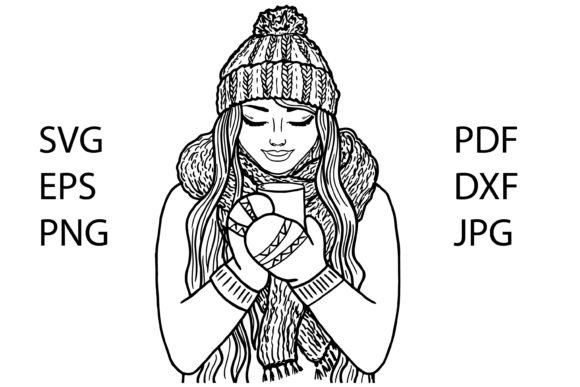 Beautiful Young Girl with a Cup of Tea Graphics