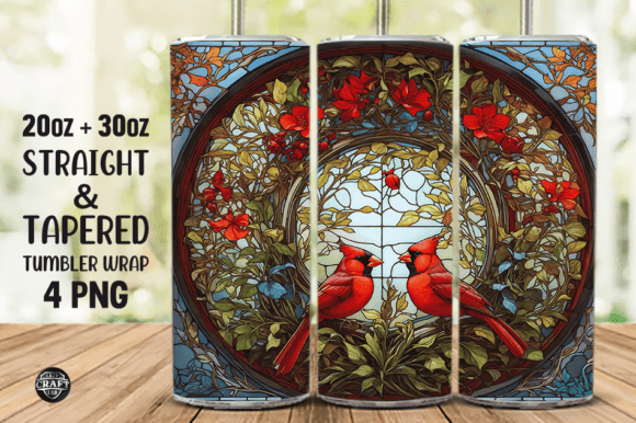 Bird Stained Glass Tumbler Wrap 20oz PNG Graphics