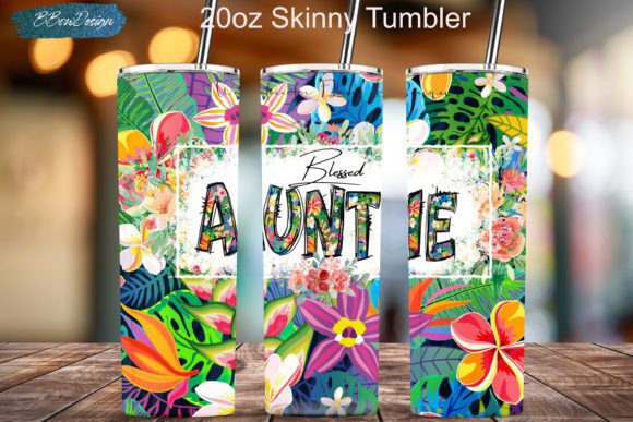 Blessed Auntie 20oz Skinny Tumbler Graphics & Wraps