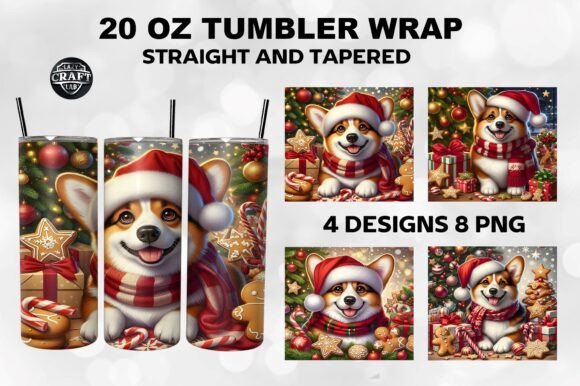 Christmas Corgi Tumbler Wrap 20oz PNG
