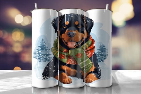 Christmas Rottweiler Tumbler Wrap Graphics