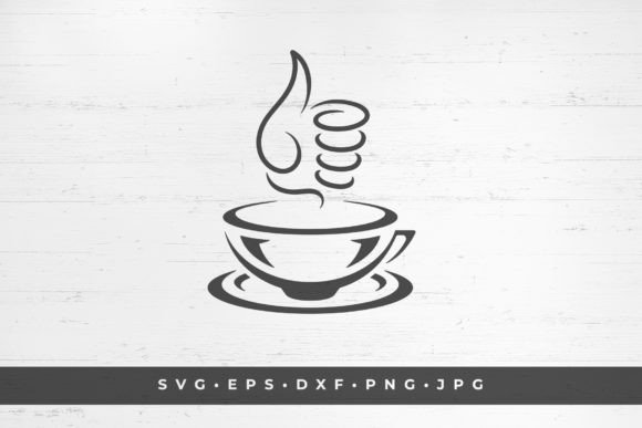 Coffee Cup Logo with Thumb Up Gesture: Graphics & Illustrations