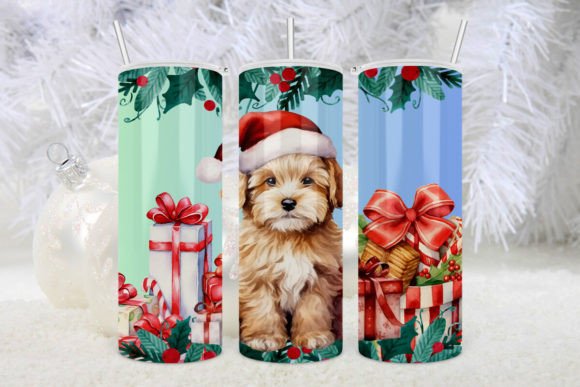 Cute Santa Puppy Dog Christmas Tumbler Graphics for Crafts