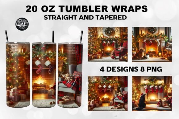 Fireplace with Stockings Hung Tumbler Graphics