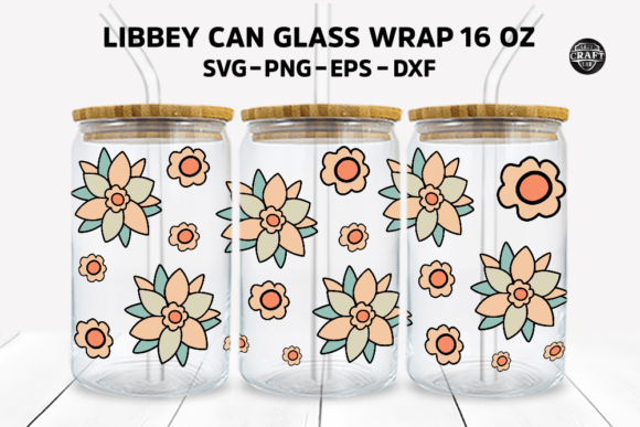 Flowers Can Glass 16oz Libbey Wrap SVG: Graphics for Tumbler Wraps