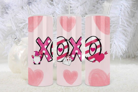 Gnome Xoxo Pink Heart Valentine Tumbler: Graphics for Crafts