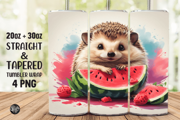 Hedgehog Watermelon Tumbler Wrap 20oz Graphics
