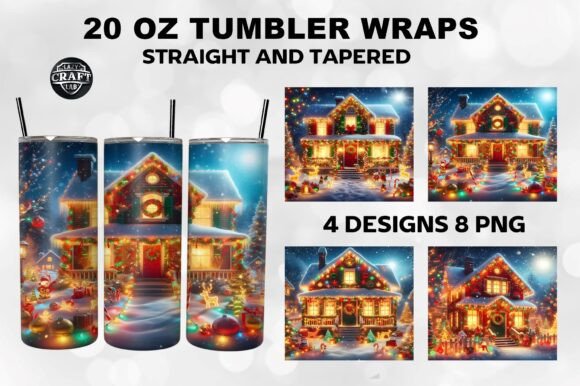 House Christmas Tumbler Wrap 20oz Skinny Graphics