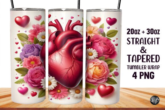 Human Heart with Flowers Tumbler Wrap 20