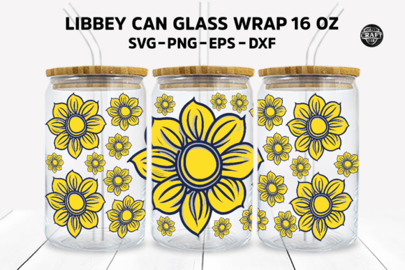 Libbey Can Glass 16oz Flower SVG Wrap: Graphics for Tumbler Wraps