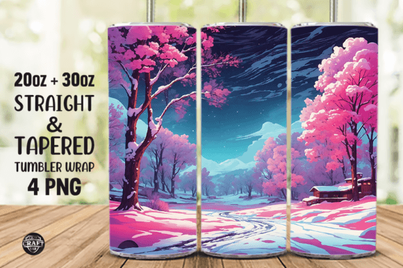 Neon Winter Skinny Tumbler Wrap 20oz PNG Graphics
