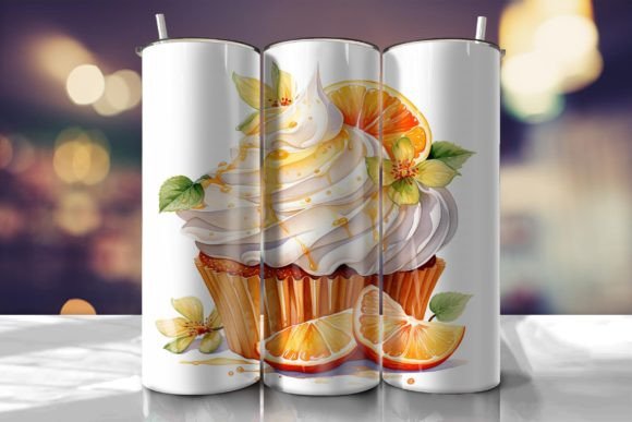 Orange Cupcake Tumbler Wrap: Graphics for Playful Tumbler Wraps