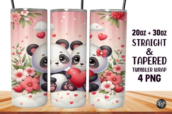 Panda Valentine’s Day Tumbler Wrap 20oz Graphics