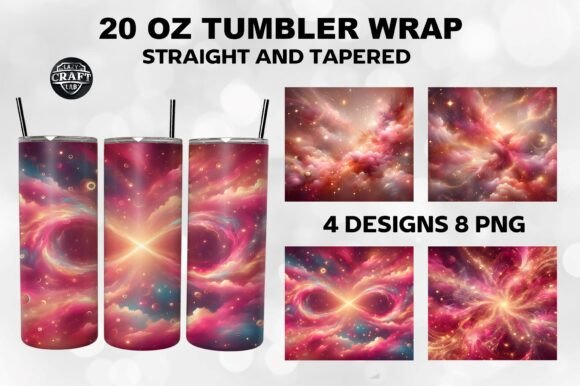 Pink and Gold Cosmos Tumbler Wrap 20oz Graphics