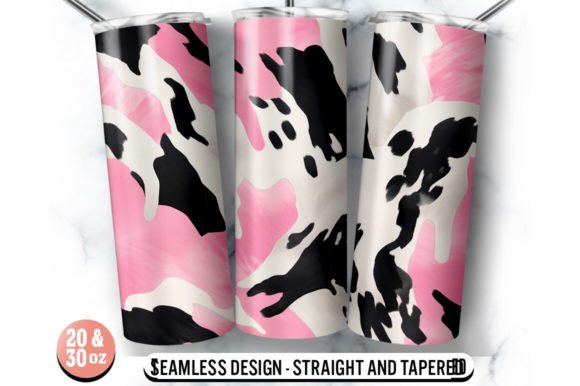 Pink Black Cowhide Skinny Tumbler Wrap: Graphics for Crafts & Content