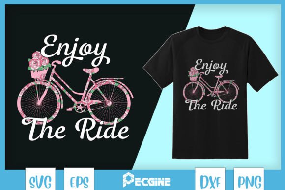 Pink Floral Bike Enjoy the Ride SVG: Crafts & Graphics
