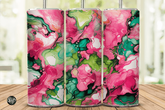 Pink Green Alcohol Ink Tumbler Wrap 20: Graphics for Vibrant Tumbler Wraps