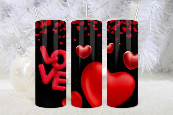 Red Heart Love Tumbler Valentine’s Day Graphics for Crafts