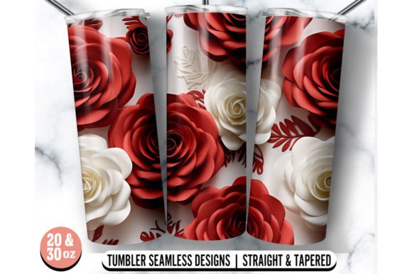 Red White Rose Tumbler Wrap: Graphics for Crafts