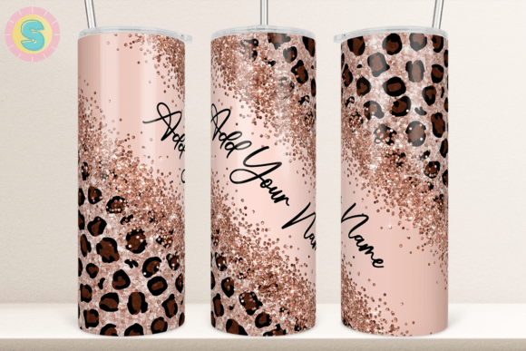 Rose Gold Diagonal Leopard Tumbler Wrap: Graphics for Crafts
