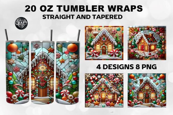 Stained Glass Gingerbread House Tumbler Graphics
