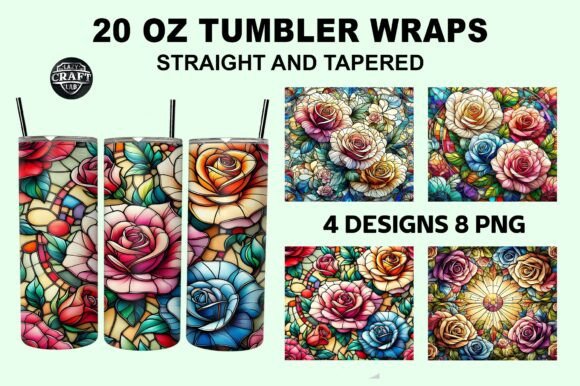 Stained Glass Roses Tumbler Wrap 20oz Graphics
