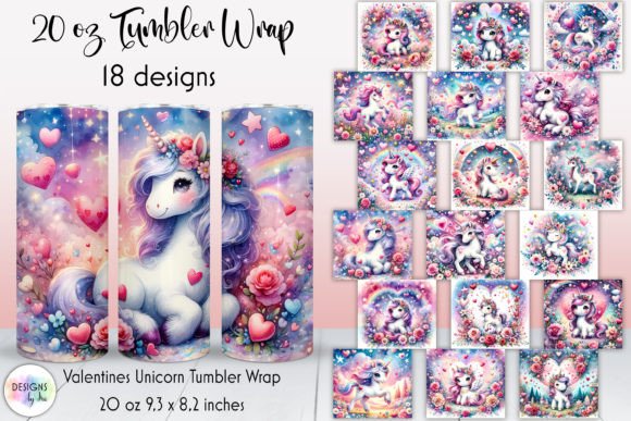Unicorns Love Valentines Tumbler Bundle: Graphics & Tumbler Wraps