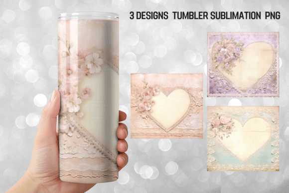 Valentine Floral Tumbler Sublimation Graphics for Crafts