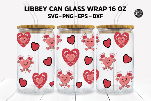 Valentine Libbey Can Glass 16oz SVG Wrap Graphics