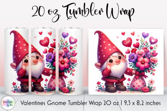 Valentines Day Tumbler with Cute Gnome Graphics