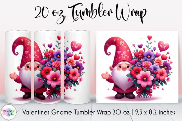 Valentines Gnome Tumbler Wrap Design: Graphics for Warm, Playful Branding