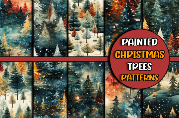 Watercolor Christmas Trees Pattern SVG: Graphics & Patterns for Local Brands