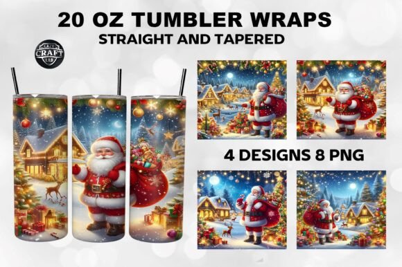 Watercolor Santa Christmas Tumbler Wrap