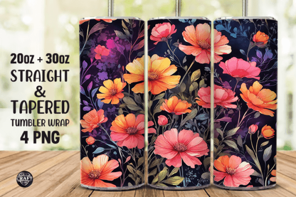 Watercolor Wildflower Tumbler Wrap 20oz Graphics