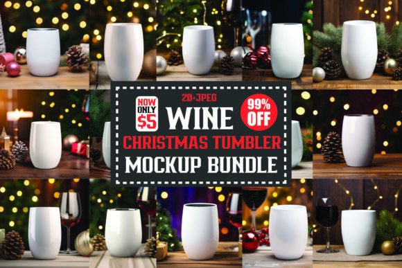 Wine Tumbler Free Mockups Bundle: Graphics for Christmas Amp